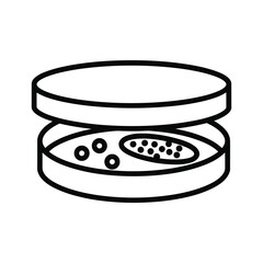 Line art icon of a petri dish with culture growth, isolated on