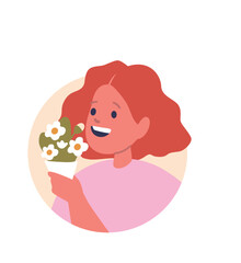 Happy girl kid with flower