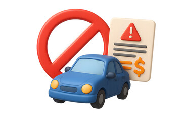 No Car Ban Icon for concept of Car Prohibition and Restriction.
