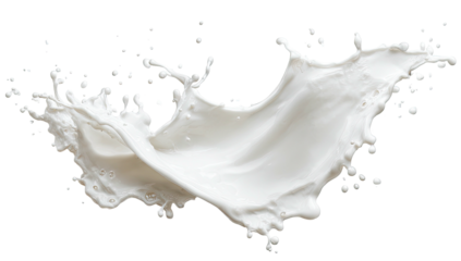 White liquid splash frozen in mid-air against black