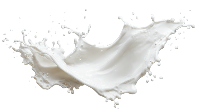 White liquid splash frozen in mid-air against black