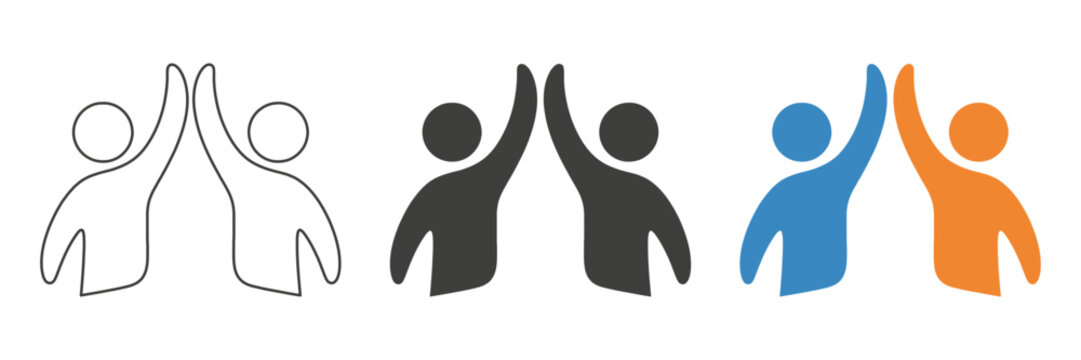 high five icon. high five people hands raised success icon vector