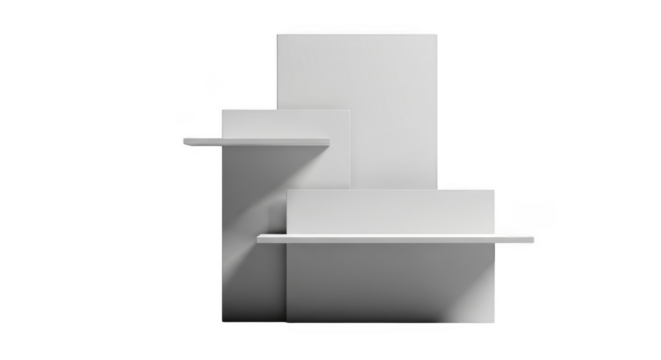 Modern white architectural model with shelves isolated on transparent background - Powered by Adobe
