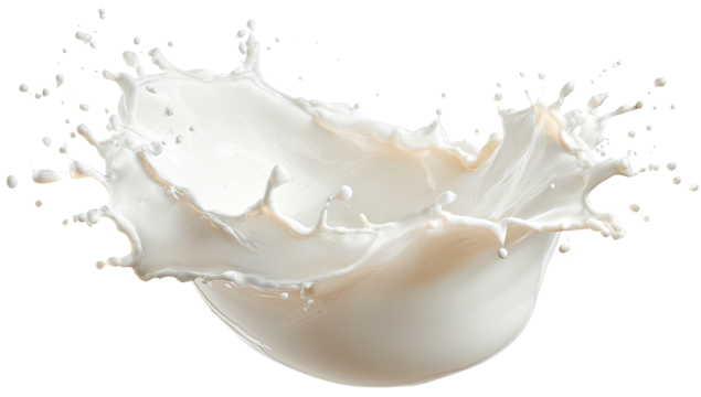 Creamy white liquid splashing upwards, creating a dynamic, fluid motion