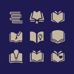 Set of Book and Learning Icons Collection