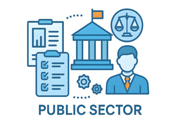 Public sector concept for social service and governance.