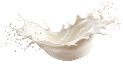 White liquid splashing dynamically, creating an elegant and fluid wave shape