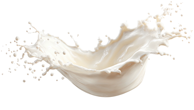 White liquid splashing dynamically, creating an elegant and fluid wave shape