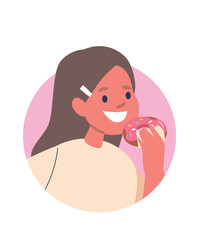 Girl eating sweet donut avatar