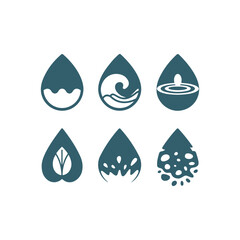 Diverse Water Drop Symbols Collection