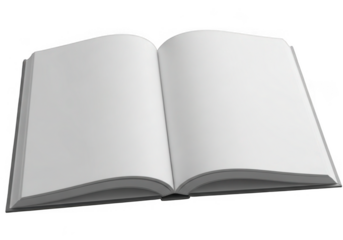 Open blank book isolated on transparent background for design and mockup use cases