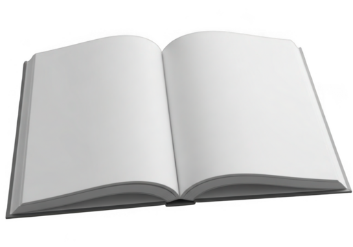 Open blank book isolated on transparent background for design and mockup use cases