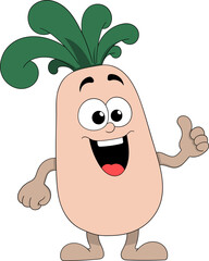 Cute Potato Character with Happy Expression and Green Leaves in Fun Cartoon Illustration
