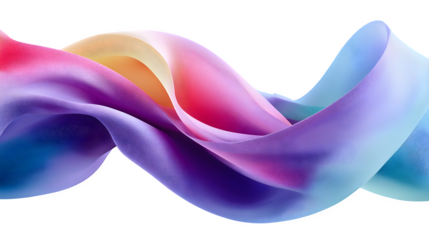 Flowing iridescent fabric, isolated on transparent background