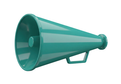 Teal megaphone isolated on transparent background for announcements promotions and advocacy