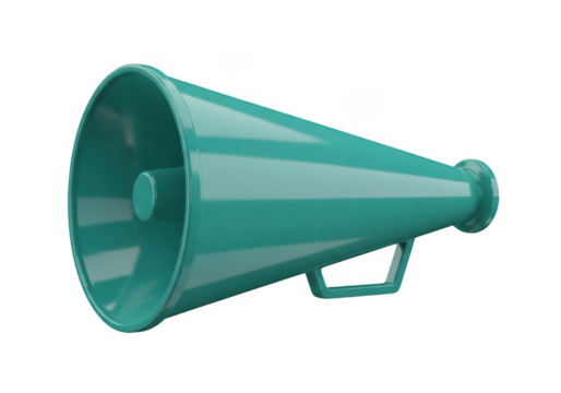 Teal megaphone isolated on transparent background for announcements promotions and advocacy