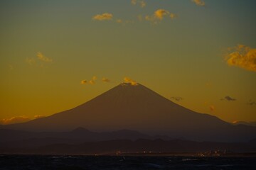 夕暮れの富士