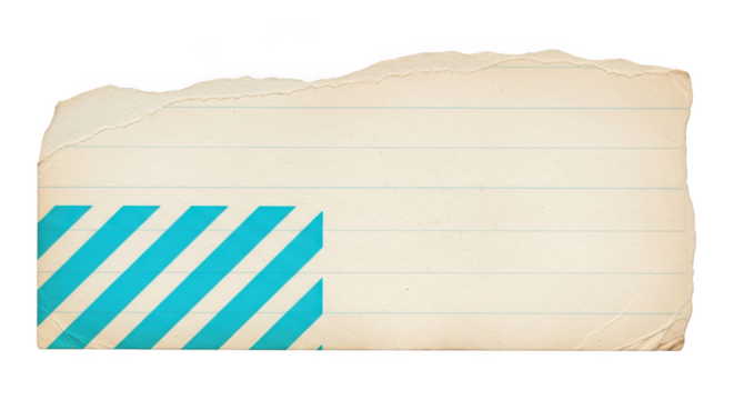 Torn paper with blue stripes isolated on transparent background