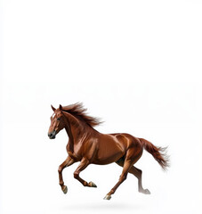 Obraz premium Galloping Bay Horse in Scenic Landscape, Capturing Power and Wild Energy of Equestrian Beauty, Copy Space