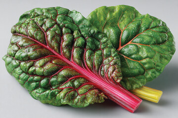 Fresh Swiss Chard with Colorful Stems on White Background
