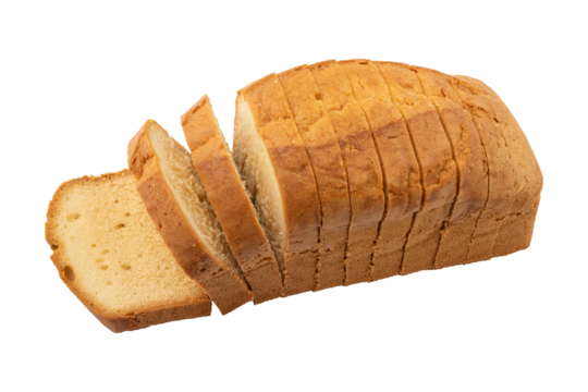 Sweet sliced pound cake isolated on transparent background
