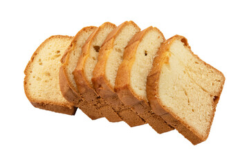 Sweet sliced pound cake isolated on transparent background
