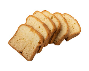 Sweet sliced pound cake isolated on transparent background