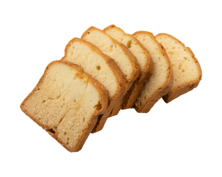 Sweet sliced pound cake isolated on transparent background