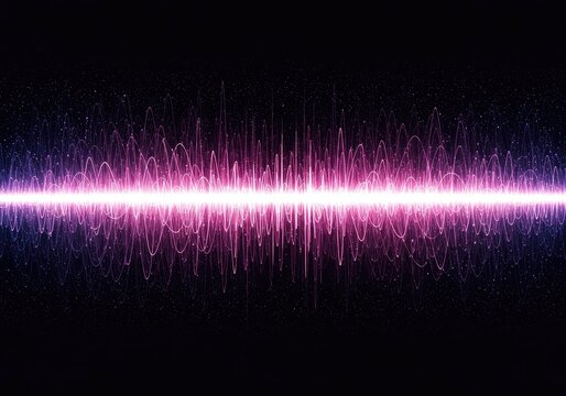 Dynamic visualization of sound waves or electrical signal data, creating a vibrant, pulsing, modern digital art pattern for technological concepts ,signal ,surface ,data