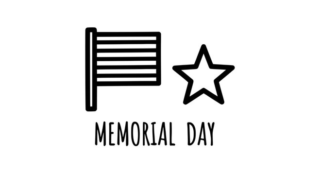 Memorial Day design over white background, vector illustration, flat icon style with American flag and star graphic, perfect for patriotic holidays, remembrance, and national events