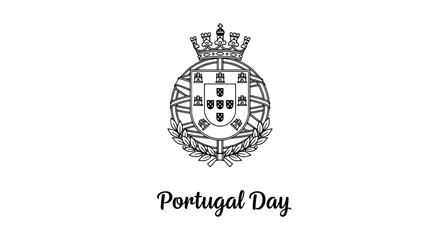 Obraz premium Portugal National Day, June 10, Vector Illustration of the Portuguese Coat of Arms and Emblem for Holiday Celebration Banner, Flyer, or Greeting Card Template