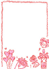 Valentine's Day Frame, Hand Drawn Bow Borders, Vintage Style Decorative Heart and Rectangular Frames for Greeting Cards, Invitations