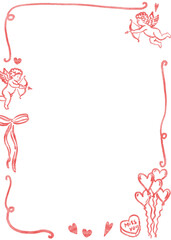 Valentine's Day Frame, Hand Drawn Bow Borders, Vintage Style Decorative Heart and Rectangular Frames for Greeting Cards, Invitations