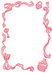 Valentine's Day Frame, Hand Drawn Bow Borders, Vintage Style Decorative Heart and Rectangular Frames for Greeting Cards, Invitations