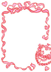 Valentine's Day Frame, Hand Drawn Bow Borders, Vintage Style Decorative Heart and Rectangular Frames for Greeting Cards, Invitations