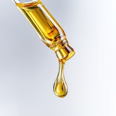 Dropping essential oil from a pipette for skincare serum