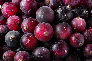Frozen blackcurrant background, frozen berry advertisement. 