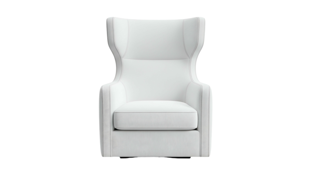 Isolated, pristine white armchair with high back and wing design, clean studio shot - Powered by Adobe