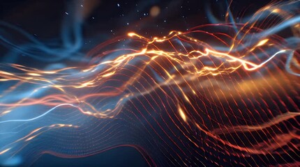 Abstract blue and gold electric light motion background - Powered by Adobe