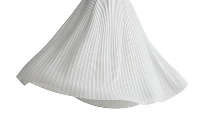 Obraz premium Close-up of a flowing, pleated white fabric, possibly skirt or dress detail, on black background