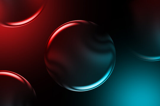 Abstract sphere shapes vibrant digital background Smooth glossy orb surface texture Vivid neon illumination deep color contrast modern circular element backdrop