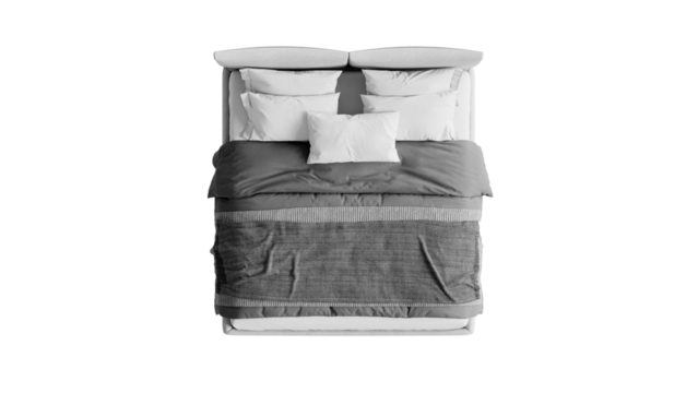 Bed on an isolated background. Furniture for collages, graphics designs, and presentations.
