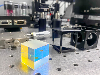 Prism for alignment beam laser light for experiment with optical lab.