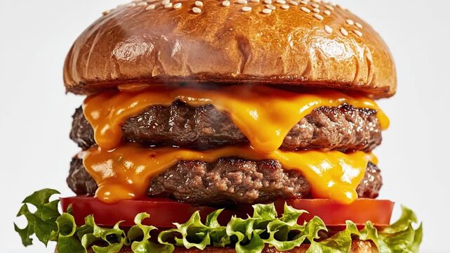 Delicious Double Cheeseburger with Melted Cheese and Fresh Lettuce 3.