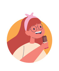 Girl child eating chocolate bar