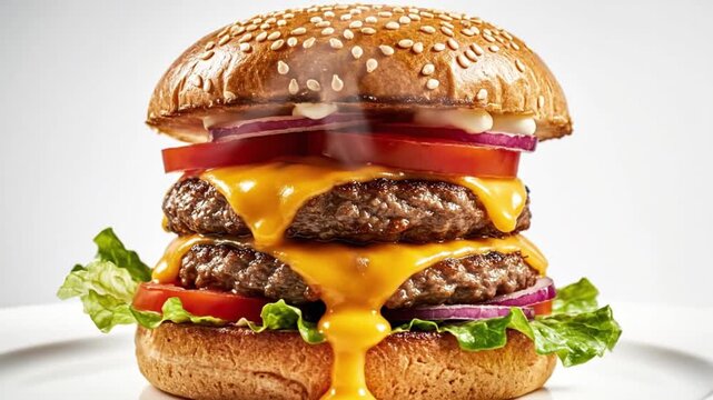 Delicious Double Cheeseburger with Melted Cheese 1.
