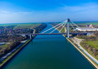 Landscape with the bridge over the Danube - Black Sea canal from Agigea, Constanta County - Romania