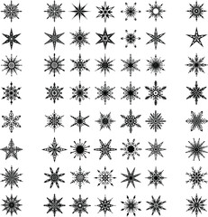 Mega Set of Black Christmas and Winter Snowflake Silhouette Icons Vector Illustration