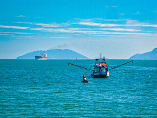 Tropical Beach with Golden Sand and Palm Trees in Ilhabela, Brazil