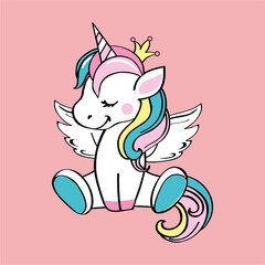 Unicorn - Girl t-shirt vector illustration design